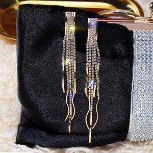 5" long dangling beaded pageant prom bridal earrings, evening jewelry